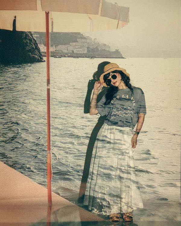 Junk Food Clothing Women's C'est La Vie Vintage Tissue Tee Deep Indigo