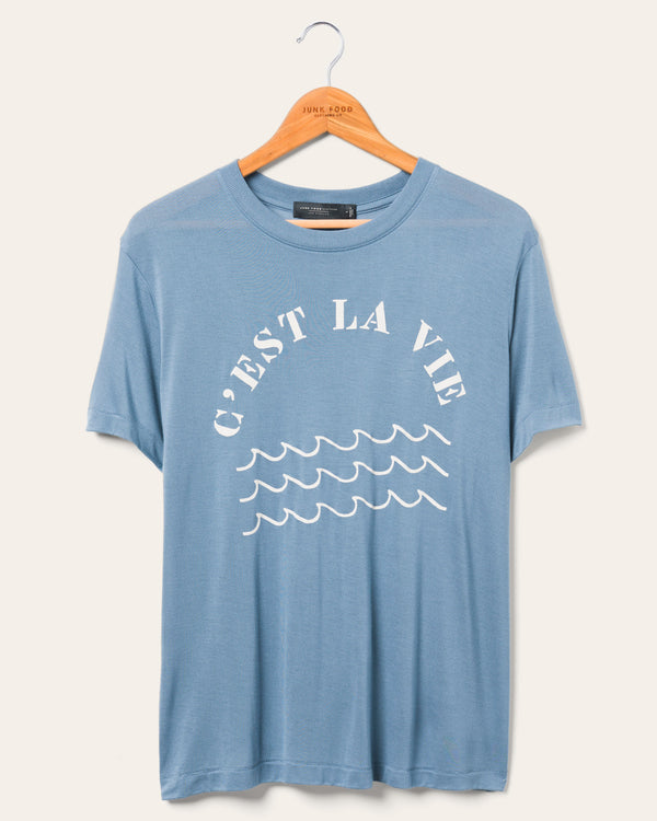 junk food clothing Women's C'est La Vie Vintage Tissue Tee Deep Indigo