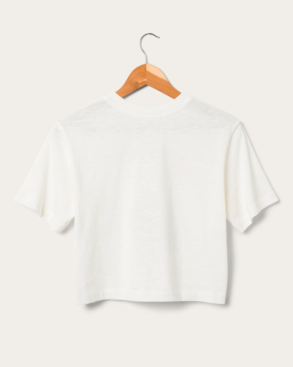 Junk Food Clothing Women's Chevy Hearbeat Of America Mock Neck Crop Vintage White