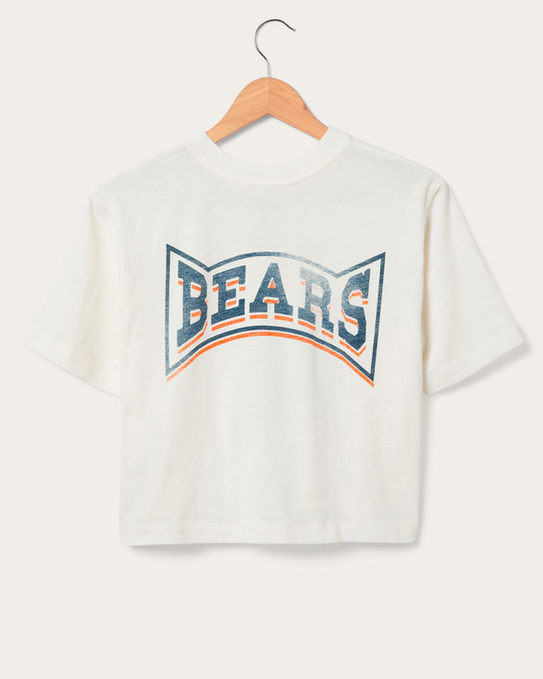 Junk Food Clothing Women's Chicago Bears Mock Neck Crop Tee White