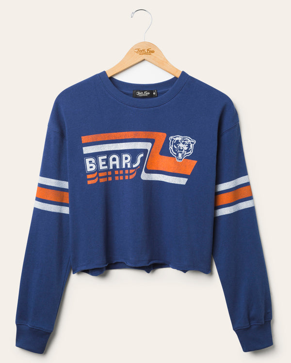 junk food clothing Women's Chicago Bears Retro Crop Fleece True Navy