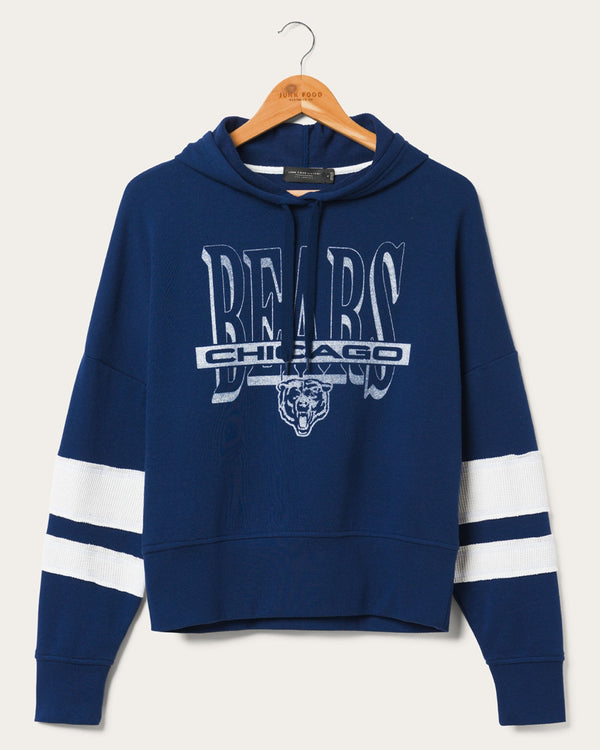 junk food clothing Women's Chicago Bears Stripe Hoodie True Navy