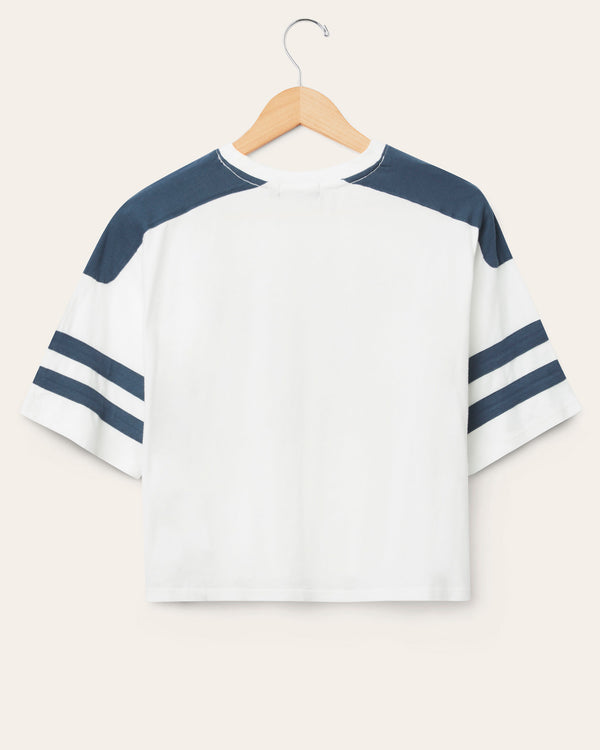 Junk Food Clothing Women's Chicago Bears Striped Crop Tee Vintage White/Navy