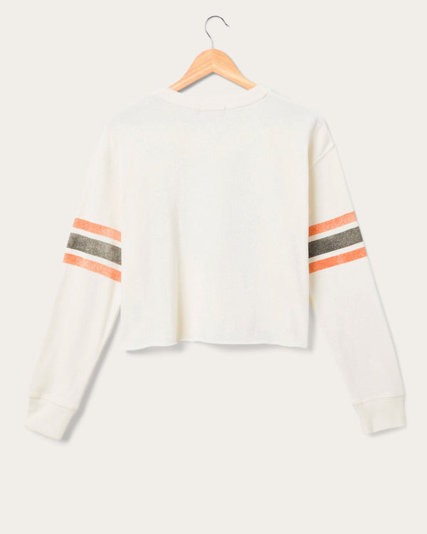 Junk Food Clothing Women's Cincinnati Bengals Kickoff Crop Crew Fleece Vintage White