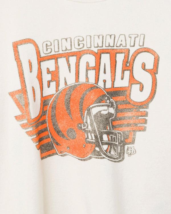 Junk Food Clothing Women's Cincinnati Bengals Kickoff Crop Crew Fleece Vintage White