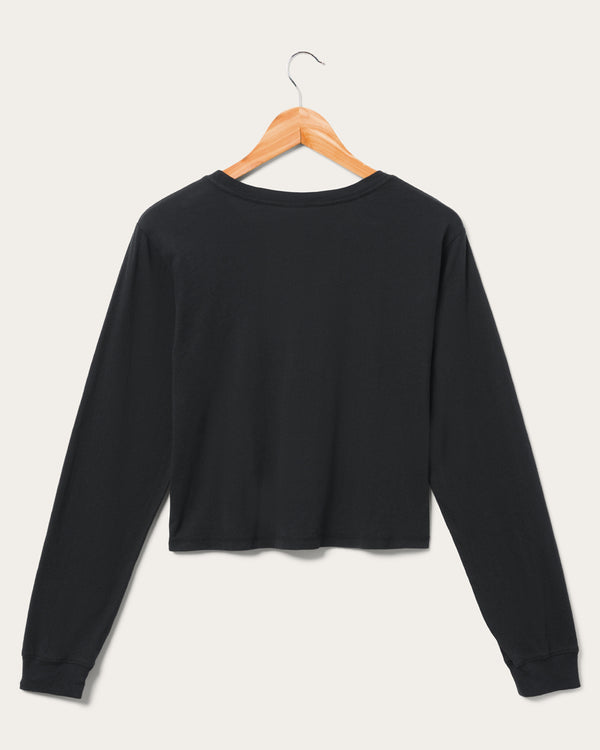 Junk Food Clothing Women's Cincinnati Bengals Mickey Hang On Crop Long Sleeve Black