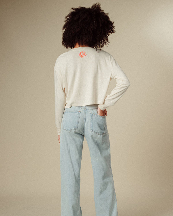 Junk Food Clothing Women's Cincinnati Bengals Sunday Crop Thermal Oatmeal