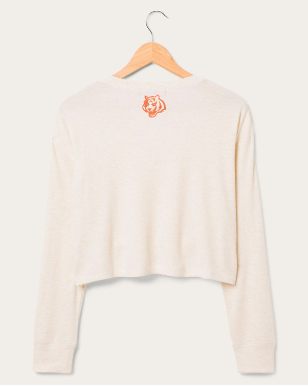 Junk Food Clothing Women's Cincinnati Bengals Sunday Crop Thermal Oatmeal