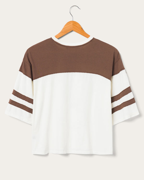 Junk Food Clothing Women's Cleveland Browns Hail Mary Tee Sugar/Dark Chocolate