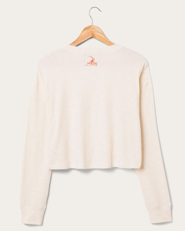 Junk Food Clothing Women's Cleveland Browns Sunday Crop Thermal Oatmeal