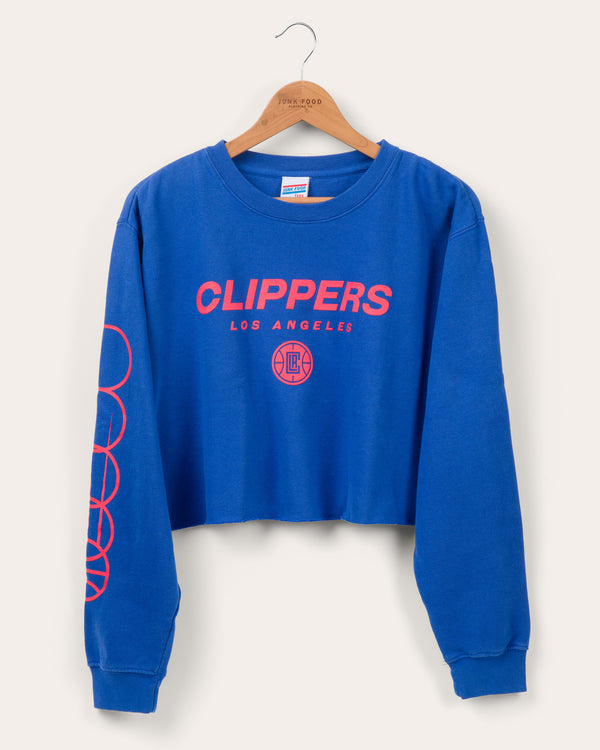 junk food clothing Women's Clippers Cropped Fleece ROYAL