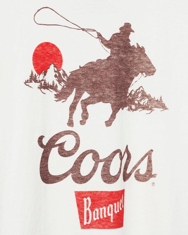 Junk Food Clothing Women's Coors Banquet Cowboy Original Tee Vintage White