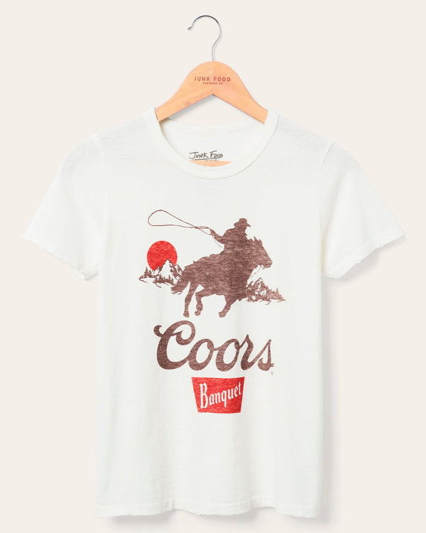 junk food clothing Women's Coors Banquet Cowboy Original Tee Vintage White