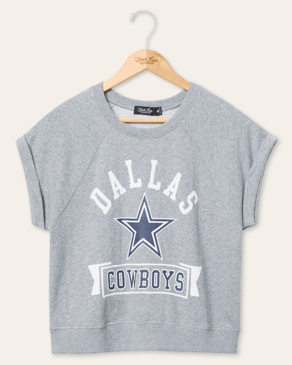 junk food clothing Women's Dallas Cowboys Raglan Fleece Tank Heather Grey