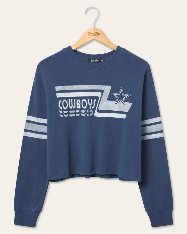junk food clothing Women's Dallas Cowboys Retro Crop Fleece True Navy