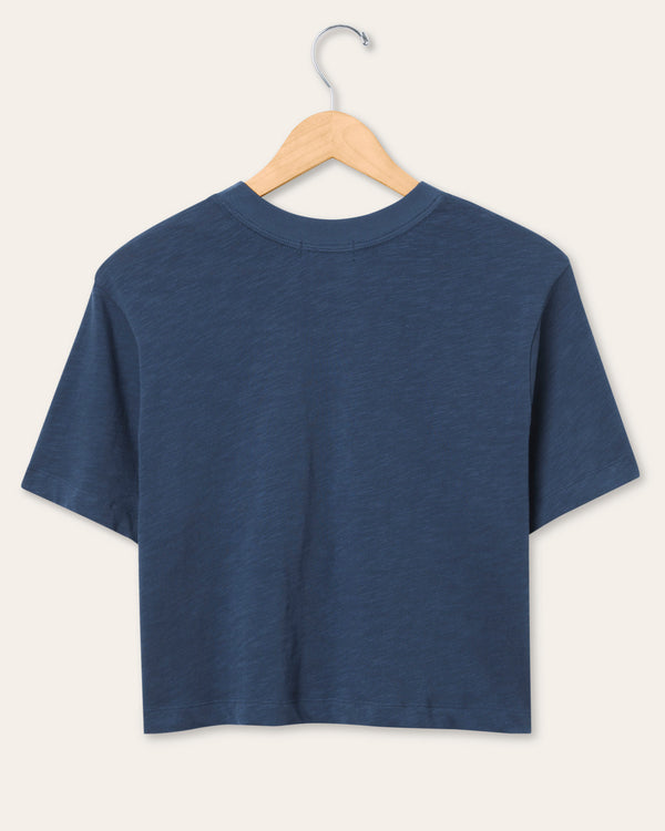 Junk Food Clothing Women's Dallas Cowboys Thrill Mock Neck Crop Tee True Navy