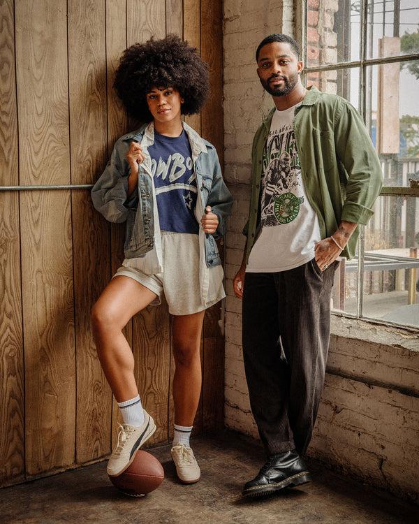 Junk Food Clothing Women's Dallas Cowboys Thrill Mock Neck Crop Tee True Navy