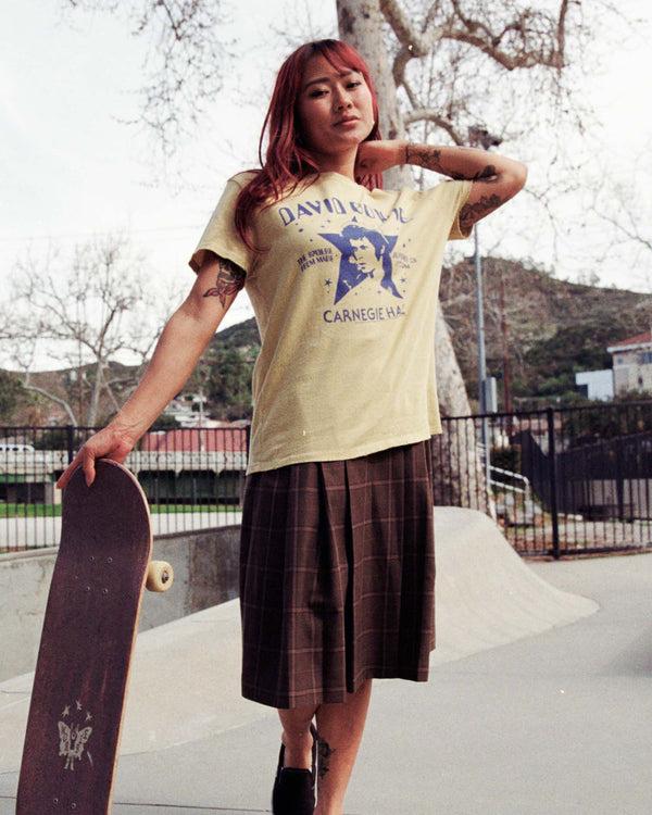 Junk Food Clothing Women's David Bowie Carnegie Hall Vintage Tee Muted Lime