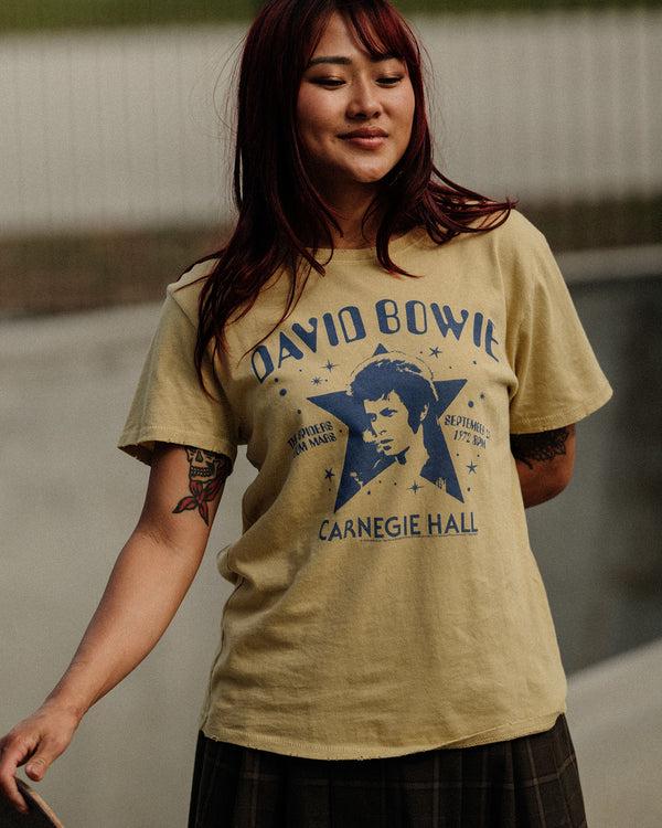 Junk Food Clothing Women's David Bowie Carnegie Hall Vintage Tee Muted Lime