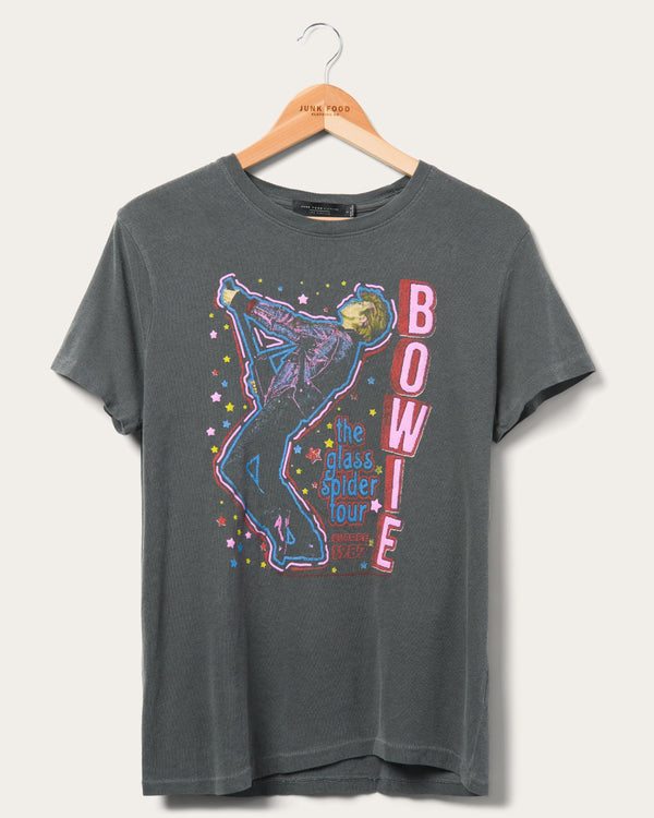 junk food clothing Women's David Bowie Glass Spider Tour Vintage Tee Vintage Black