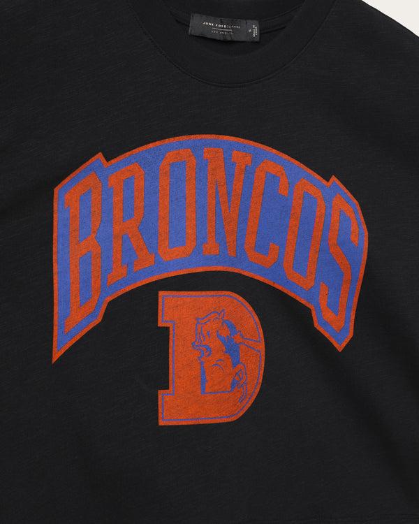 Junk Food Clothing Women's Denver Broncos Blitz Mock Neck Crop Tee Black