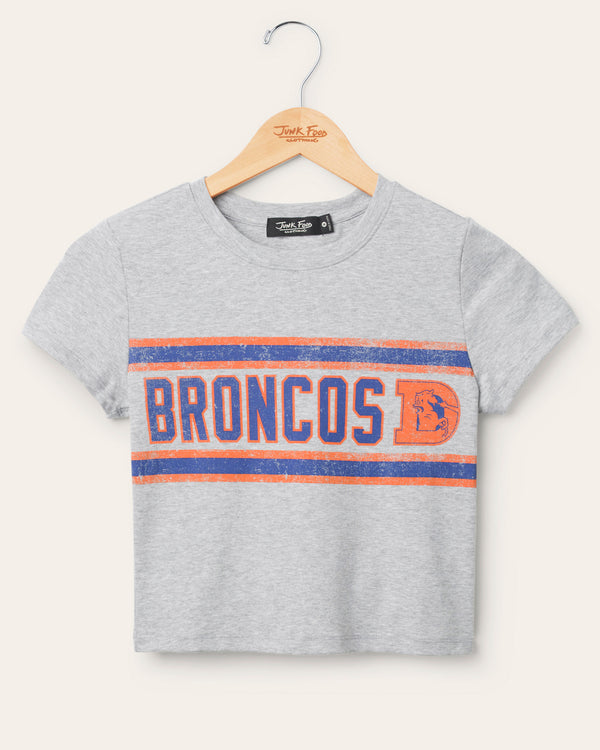 junk food clothing Women's Denver Broncos Sideline Baby Tee Heather Grey