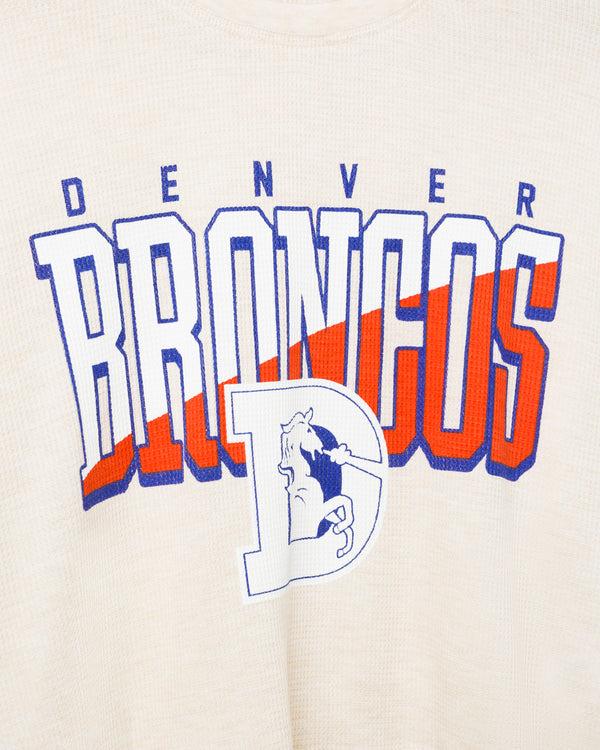 Junk Food Clothing Women's Denver Broncos Slant Crop Thermal Oatmeal
