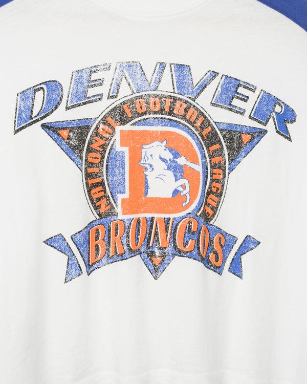 Junk Food Clothing Women's Denver Broncos Striped Crop Tee Vintage White/Liberty