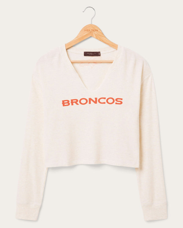 junk food clothing Women's Denver Broncos Sunday Crop Thermal Oatmeal