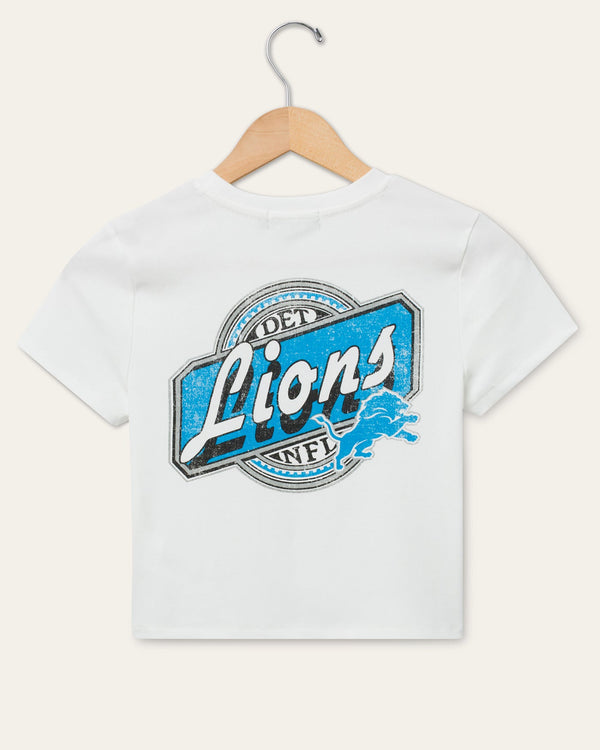 Junk Food Clothing Women's Detroit Lions Cheers Baby Tee Vintage White