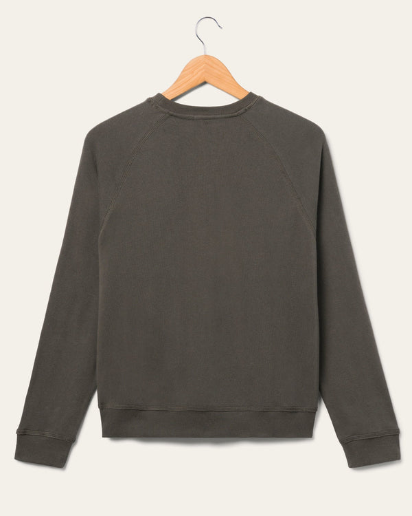 Junk Food Clothing Women's Detroit Lions Flocked Raglan Crew Fleece Vintage Black