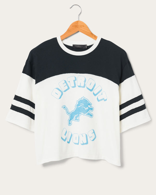 junk food clothing Women's Detroit Lions Hail Mary Tee Sugar/True Black