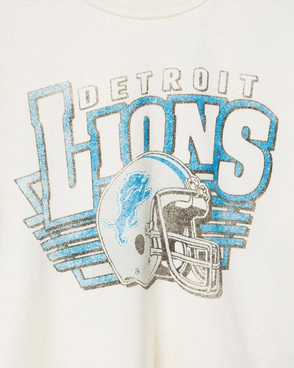 Junk Food Clothing Women's Detroit Lions Kickoff Crop Crew Fleece Vintage White