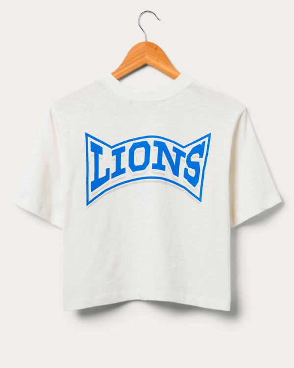 Junk Food Clothing Women's Detroit Lions Mock Neck Crop Tee White