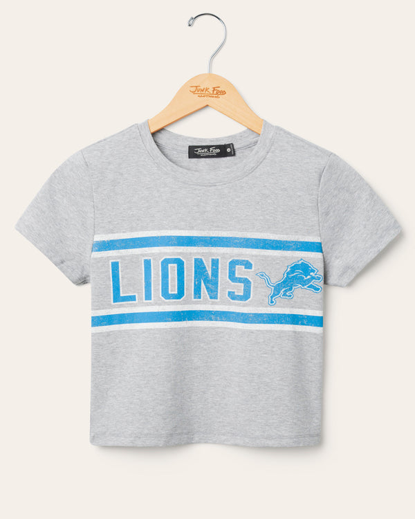 junk food clothing Women's Detroit Lions Sideline Baby Tee Heather Grey