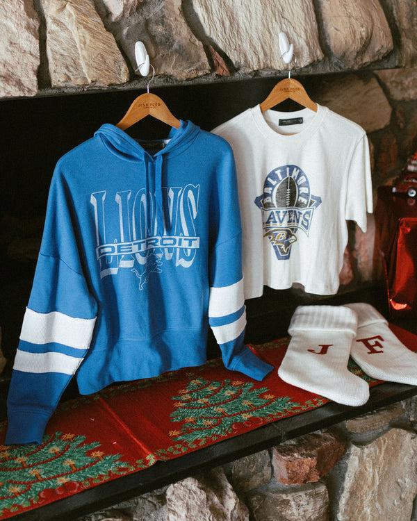 Junk Food Clothing Women's Detroit Lions Stripe Hoodie Liberty