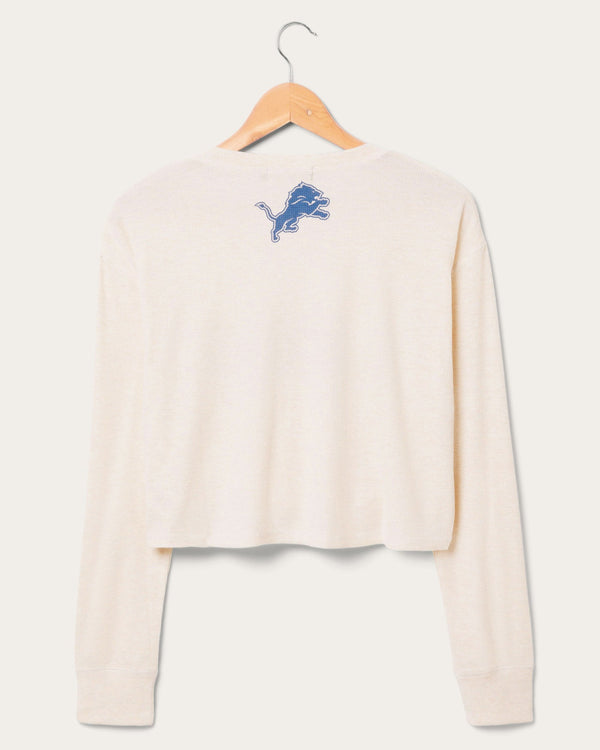 Junk Food Clothing Women's Detroit Lions Sunday Crop Thermal Oatmeal