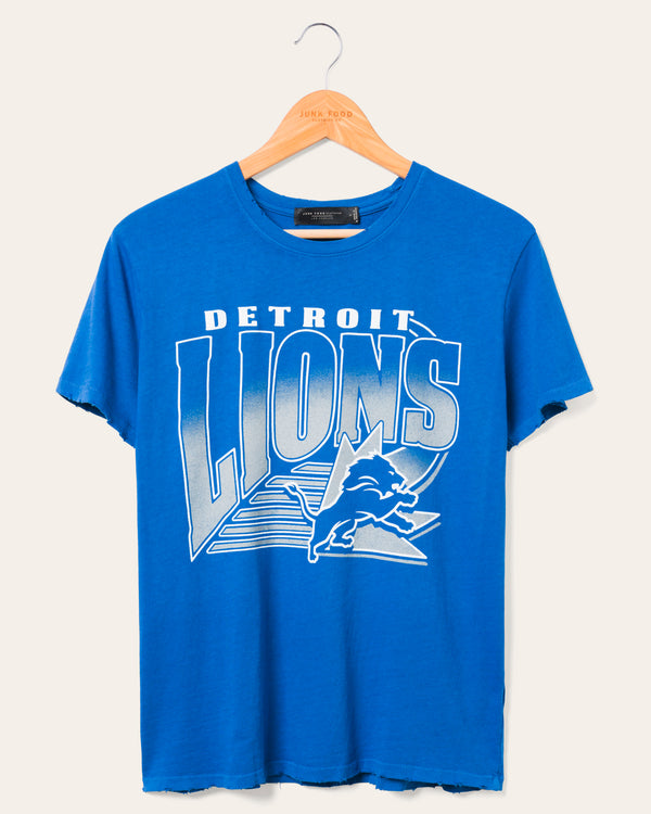 junk food clothing Women's Detroit Lions Vintage Tee Lions Blue