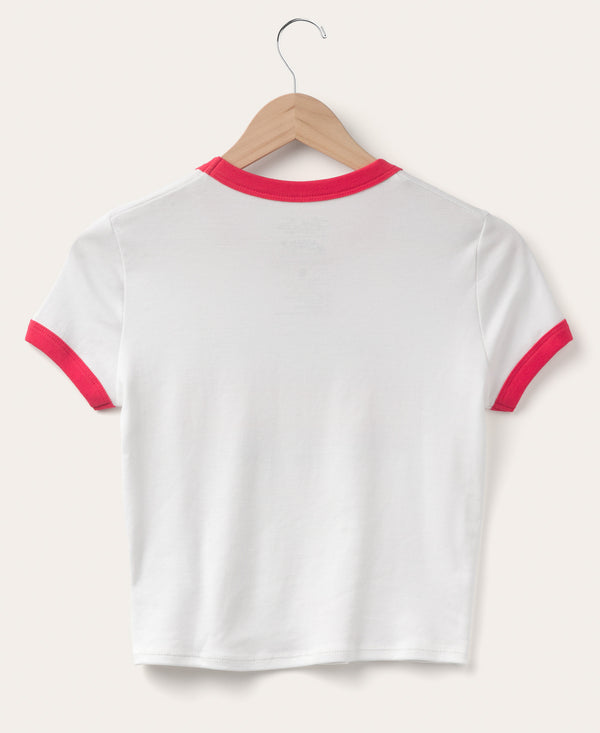 Junk Food Clothing Women's F1 Stripe Ringer Baby Tee White/Red