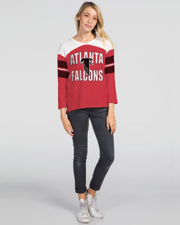 junk food clothing Women's Falcons Jersey Long Sleeve Top LICORICE / SUGAR