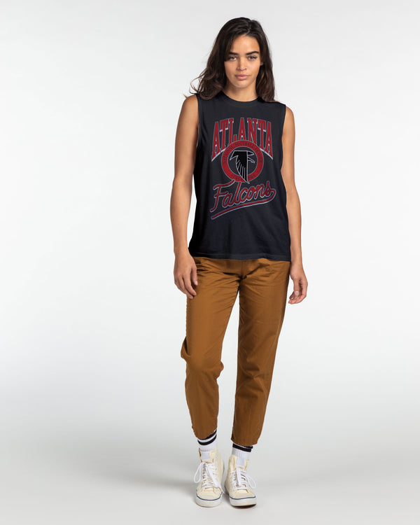 Junk Food Clothing Women's Falcons Vintage Muscle Tank TRUE BLACK