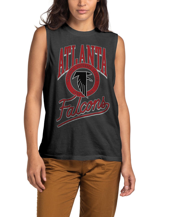 junk food clothing Women's Falcons Vintage Muscle Tank TRUE BLACK
