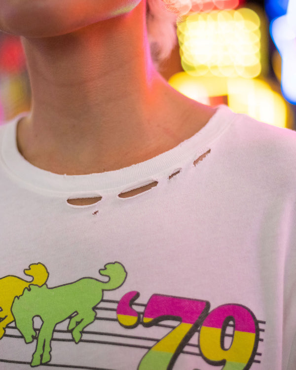 Junk Food Clothing Women's Ford Bronco '79 Vintage Destroy Tee Vintage White