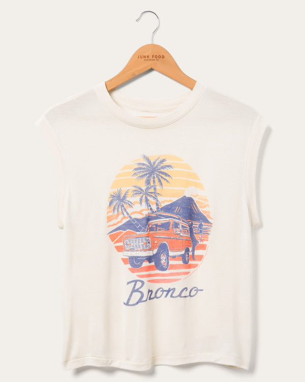 junk food clothing Women's Ford Bronco Sunset Vintage Tissue Tank Birch