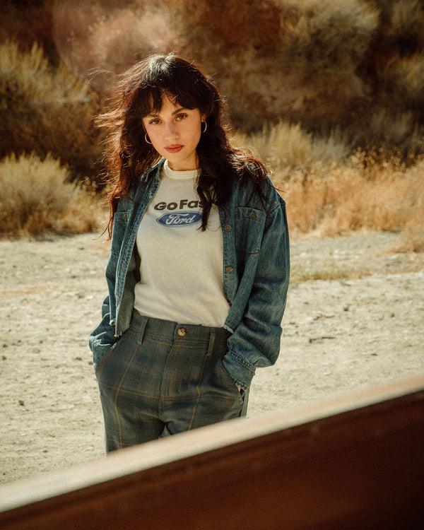 Junk Food Clothing Women's Ford Fast Girl Original Tee Birch