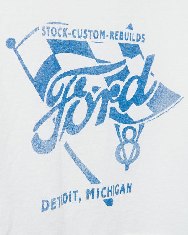 Junk Food Clothing Women's Ford Flag Flea Market Crop Tee White