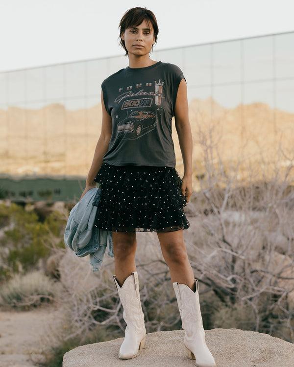 Junk Food Clothing Women's Ford Galaxie 500 XL Vintage Tissue Tank Vintage Black