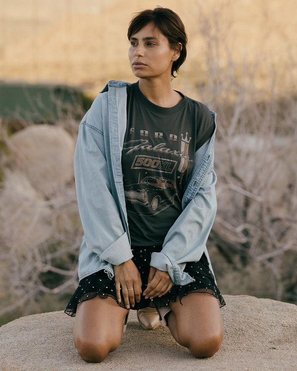 Junk Food Clothing Women's Ford Galaxie 500 XL Vintage Tissue Tank Vintage Black