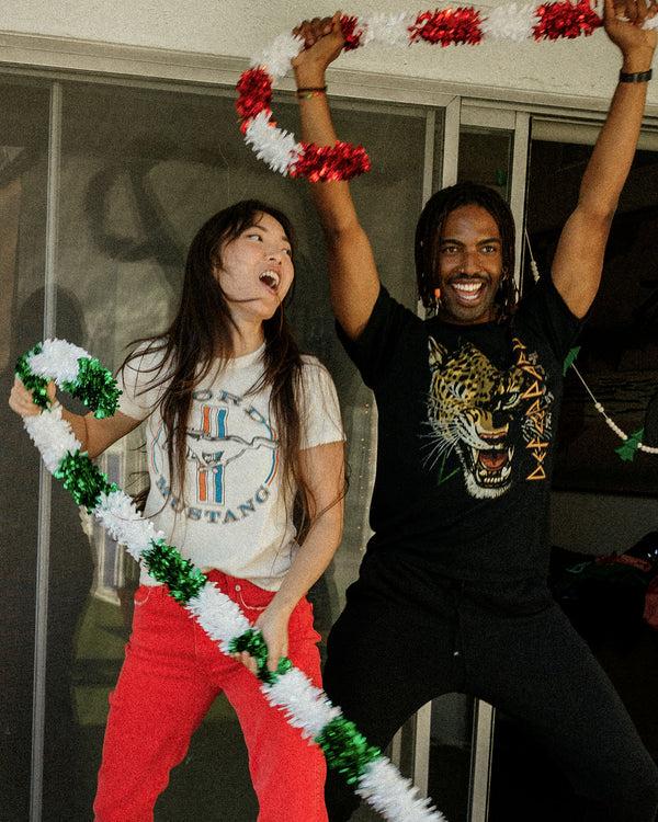 Junk Food Clothing Women's Ford Mustang Stripe Original Tee Birch