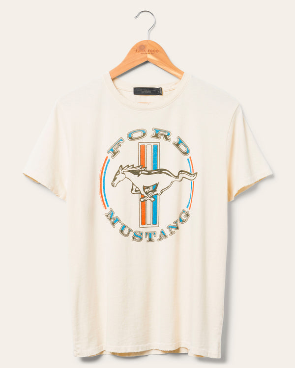 junk food clothing Women's Ford Mustang Stripe Vintage Tee Birch